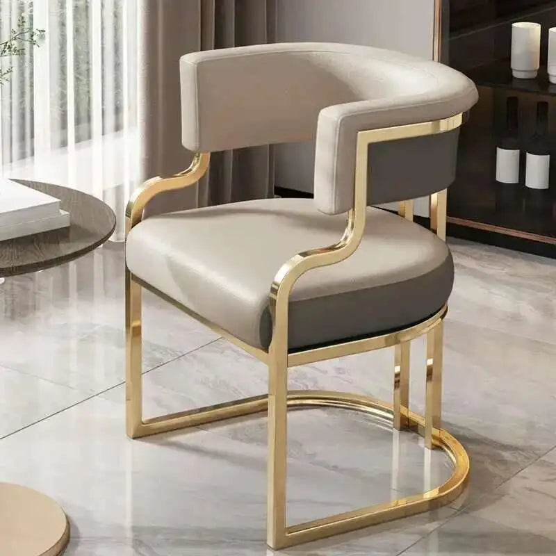Luxury golden Dining Chairs, wrought Iron Backrest Armchair