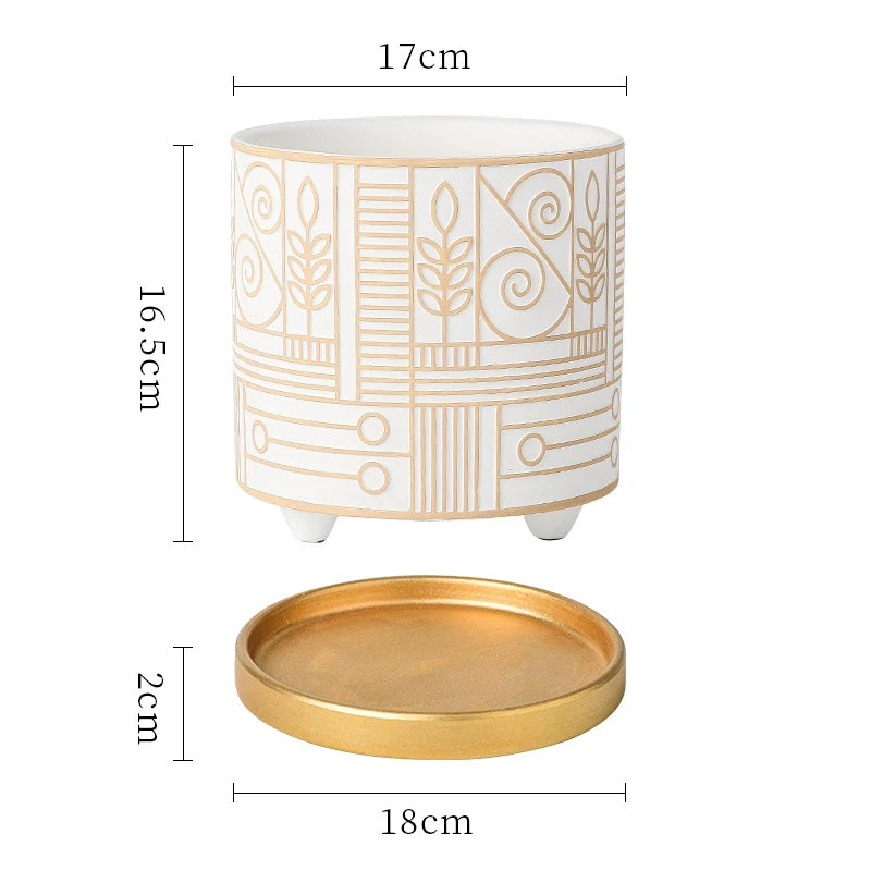 Simple Cylindrical Ceramic Flower Pot,, Succulent Plant Potted Garden Decoration