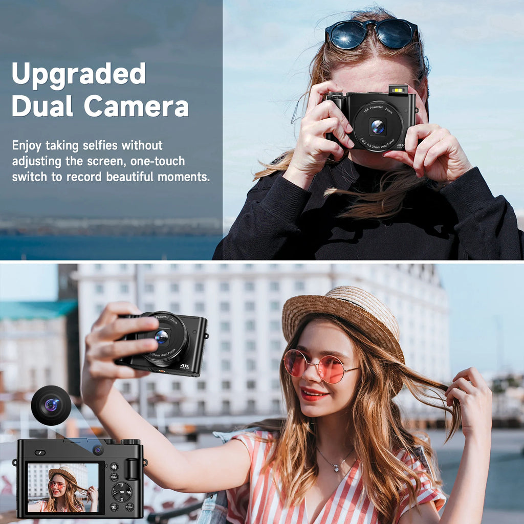 4K Digital Camera for Photography and Video, Autofocus 48MP Vlogging Camera, 3'' 180° Flip Screen with Flash