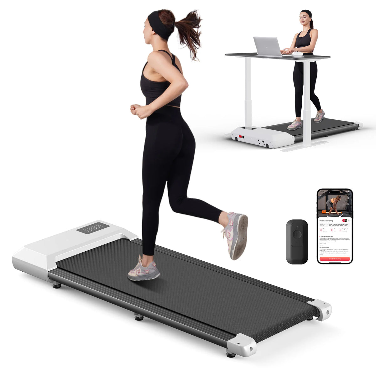 2.5HP Treadmill & Walking Pad, LCD Digital Data Display, 2in1 Walking Running Fitness Exercise Machine