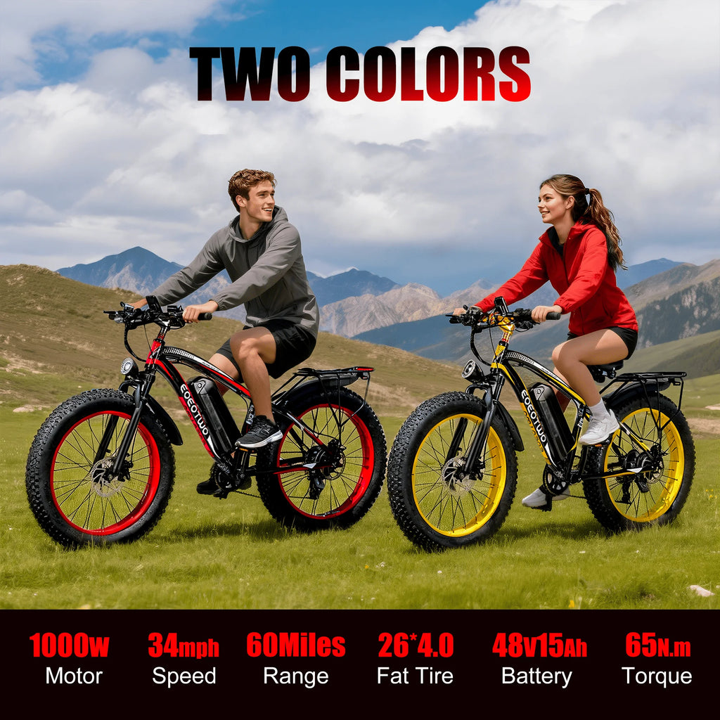 EOEOTWO 1500W Fat Tire Electric Bike for Adults 26"x4.0 All Terrain E-bike