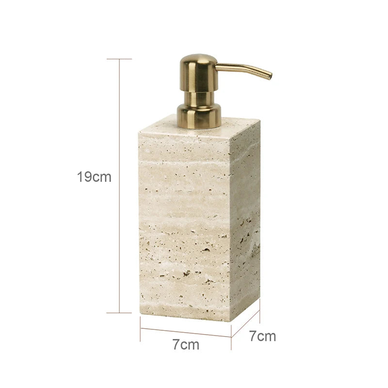 Travertine Bathroom Accessories Set Luxury Soap Dish Soap Dispenser Reed Diffuser Tissue Box Tray Bathroom Set