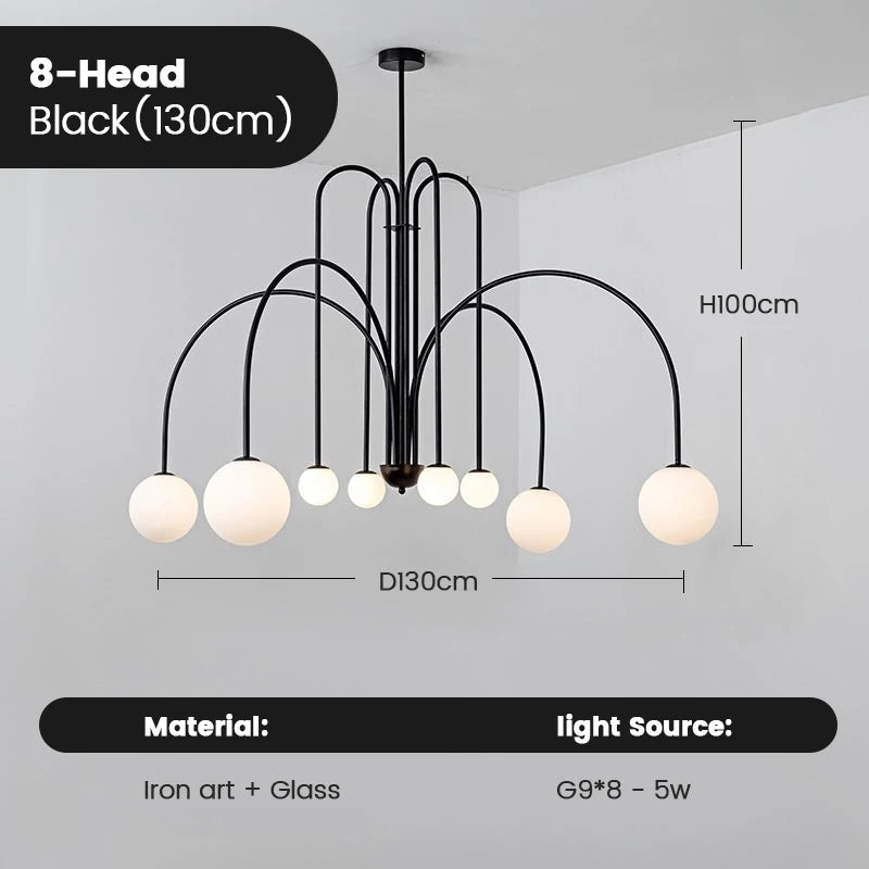 Comet LED Chandelier, Nordic Minimalist Glass Globe Lamps