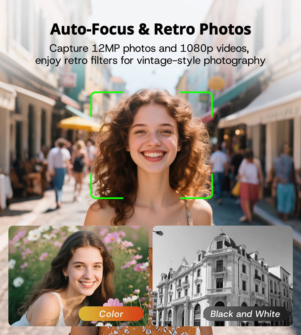 CHUZHAO Retro Mini Digital Camera 12MP 1080P Video Compact Vintage Camera
