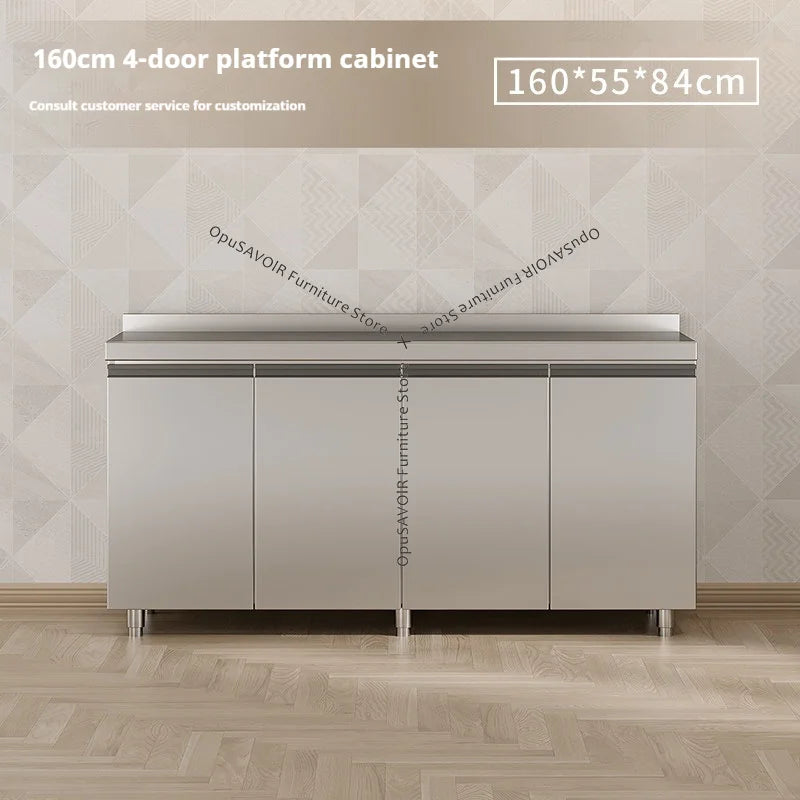 304 Stainless Steel Cabinet Kitchen Wall Cabinet Multifunctional Combination Dish Cabinet, Integrated Stove and Sink Base JT40