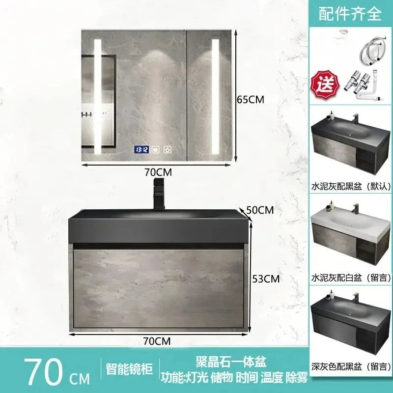 Modern Bathroom Cabinet, Smart Mirror, Integrated Washbasin Bathroom Vanity Cabinets with Sink
