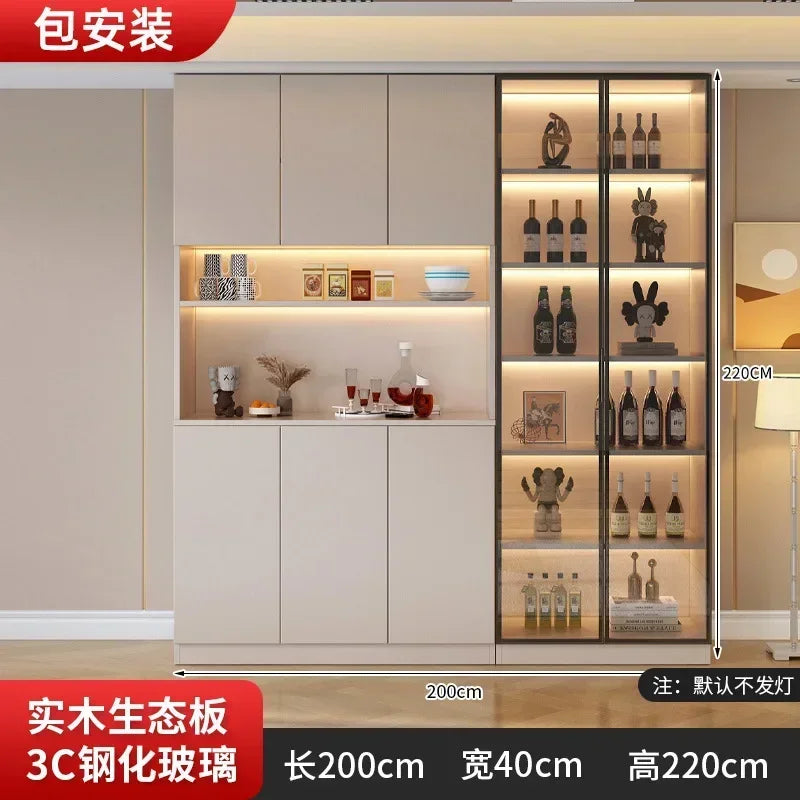 Large Modern Kitchen Pantry with Glass Doors and Drawers, Sideboard Buffet