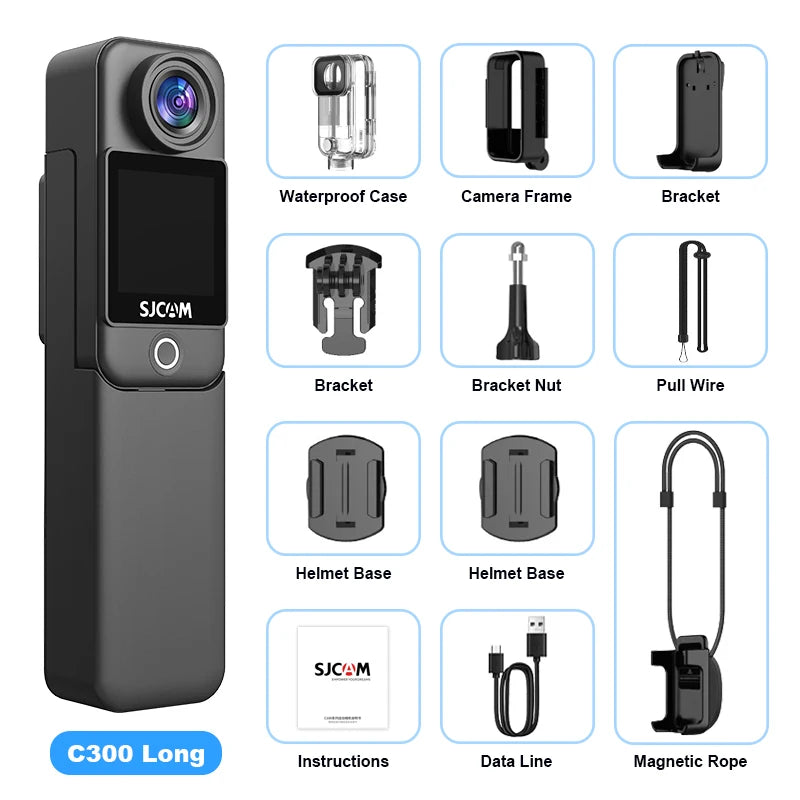 C300 Pocket Action Camera 4K FHD With Long Battery Life Video 30M Waterproof 5G WiFi Camera Sport Action Cam