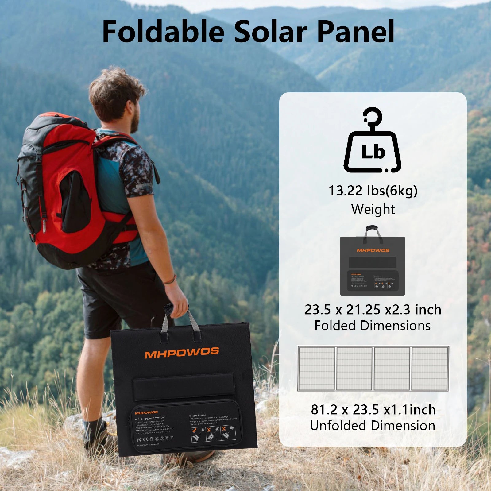 MHPOWOS 400W 220W 110W Solar Charger Portable Waterproof Foldable Solar Panel for Camping RV Garden Roof Off Grid System