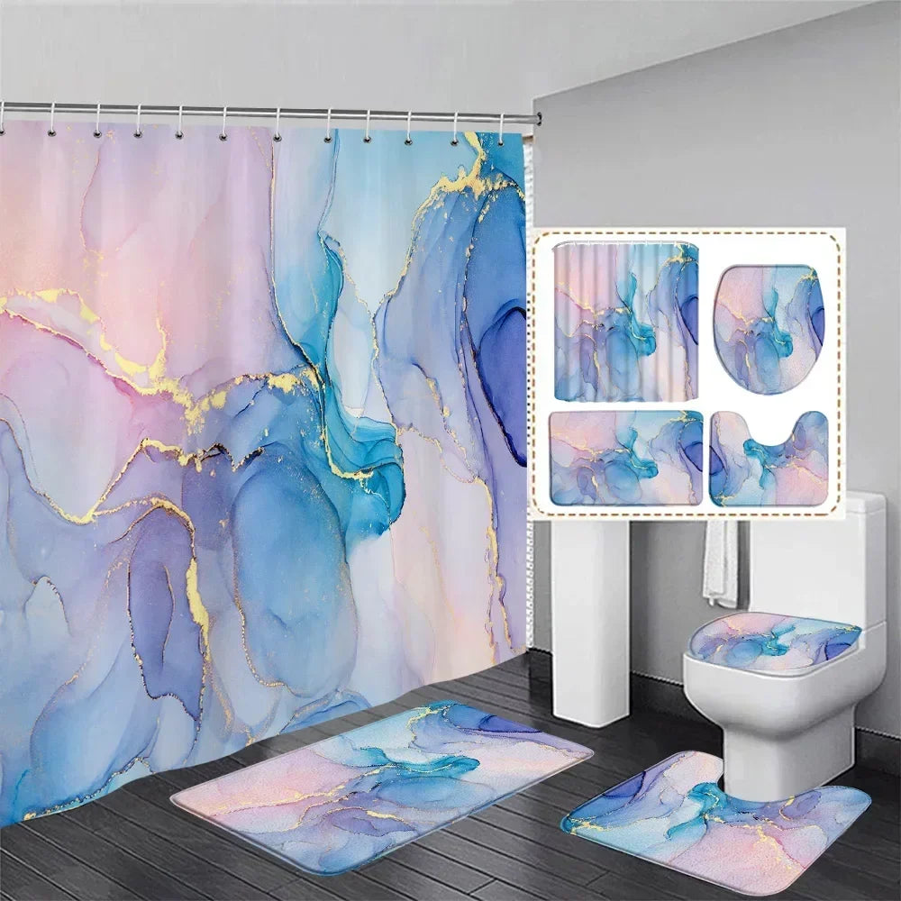 Abstract Art Bathroom Decor Door Rug Bath Mat Toilet Lid Cover