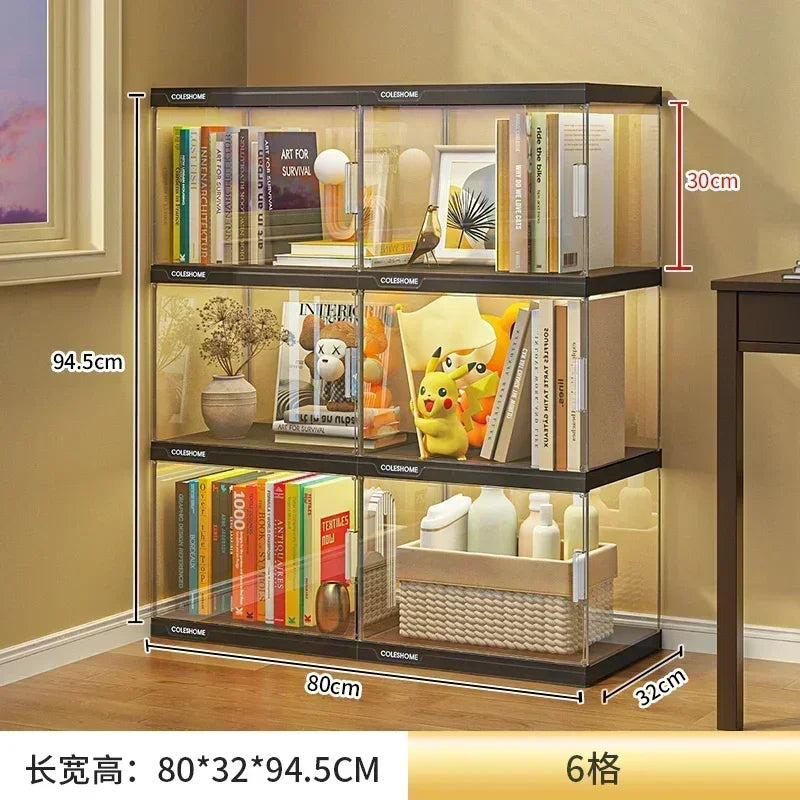 Nordic Living Room Display Cabinet Bookshelf Storage Organizer With Lights