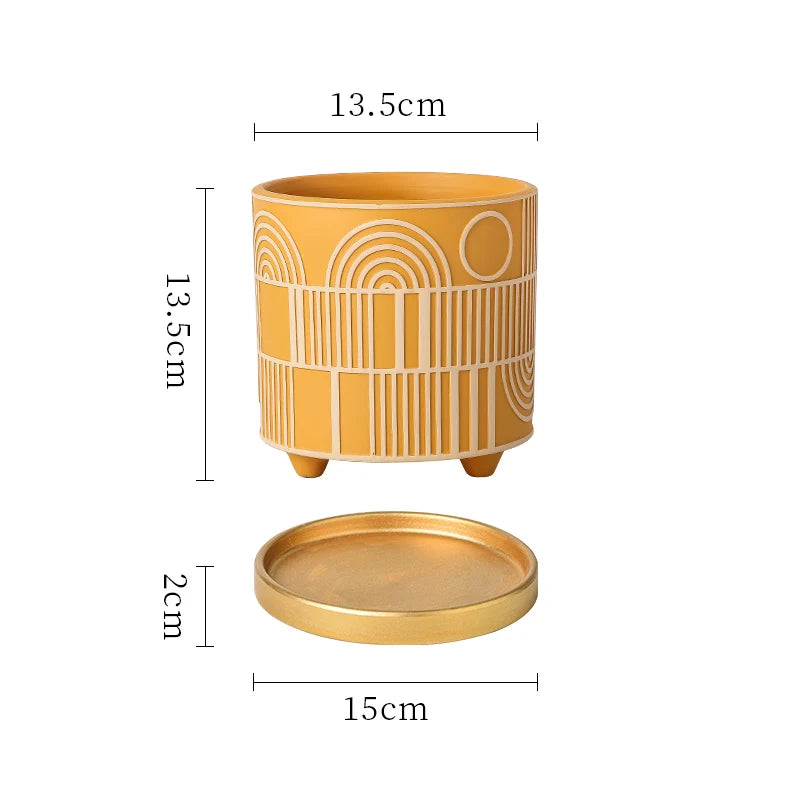 Simple Cylindrical Ceramic Flower Pot,, Succulent Plant Potted Garden Decoration