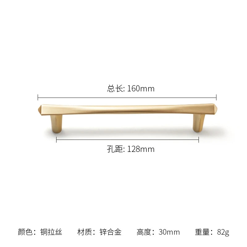 Gold Modern Zinc Alloy Cabinet Drawer Handles