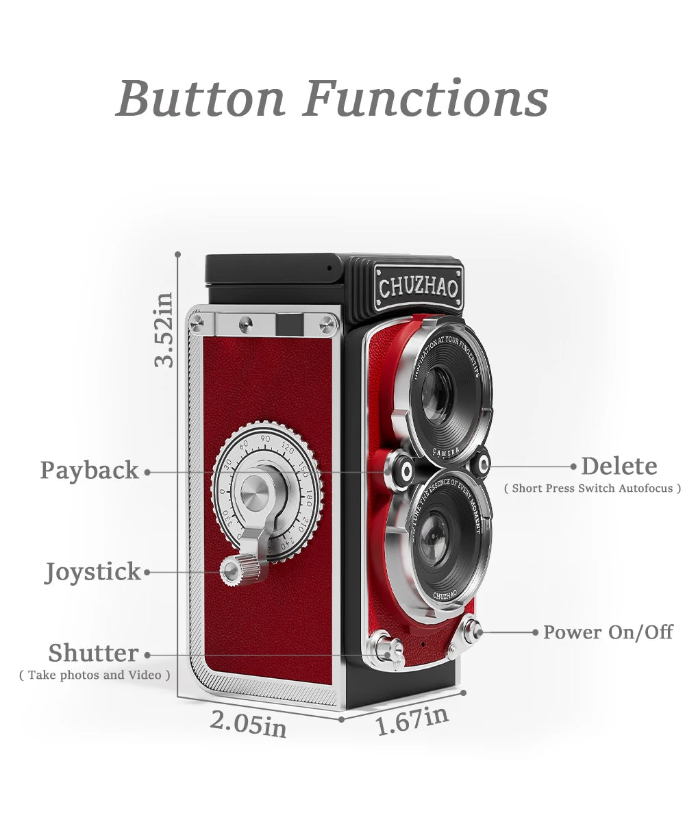 CHUZHAO Retro Mini Digital Camera 12MP 1080P Video Compact Vintage Camera