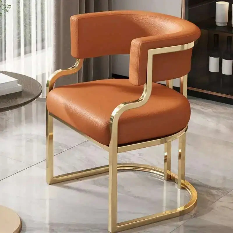 Luxury golden Dining Chairs, wrought Iron Backrest Armchair