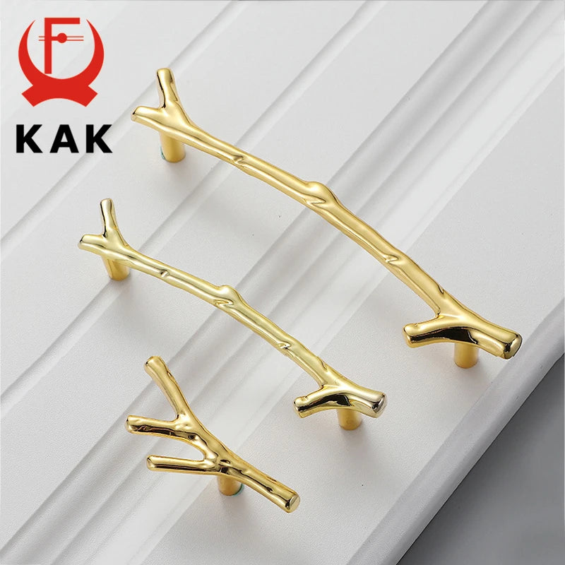 KAK 10pcs Tree Branch Furniture Handle, 96mm, 128mm, Black, Silver, Bronze Cabinet Pulls