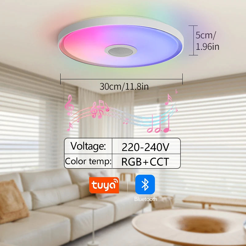 LED Smart Dimming Ceiling Light With Remote Control, with built in speaker to connect to Bluetooth to play music from your phone