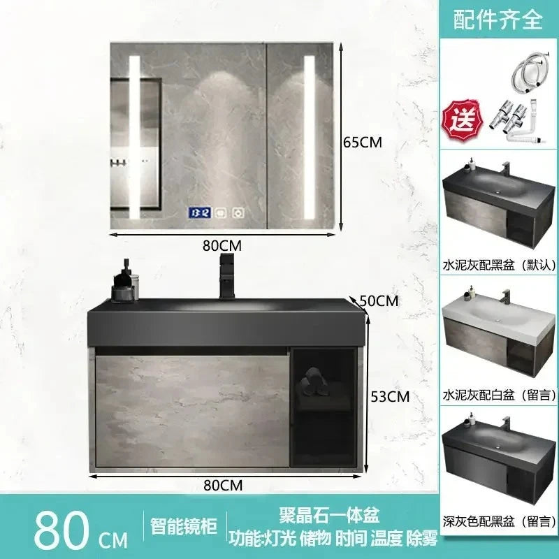 Modern Bathroom Cabinet, Smart Mirror, Integrated Washbasin Bathroom Vanity Cabinets with Sink