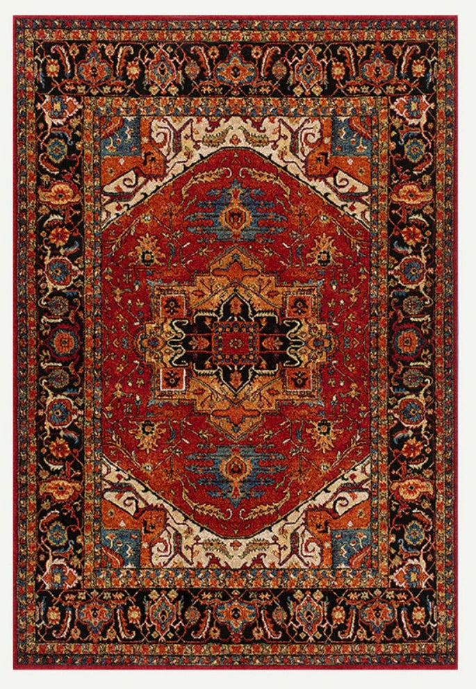 Red Turkish Vintage Design Carpet for Living Room Bedroom Floor Rug Boho Washable Themed Decor Floor Mat Kitchen table floor mat