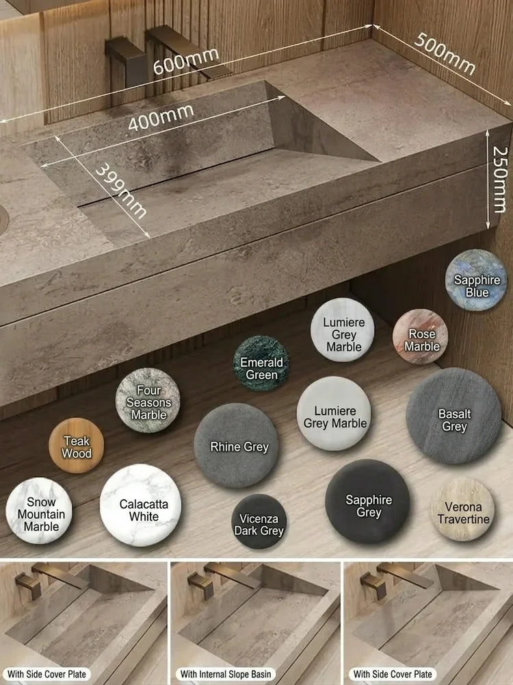Any Size Custom Marble Seamless Stone Vanity Set, Customizable