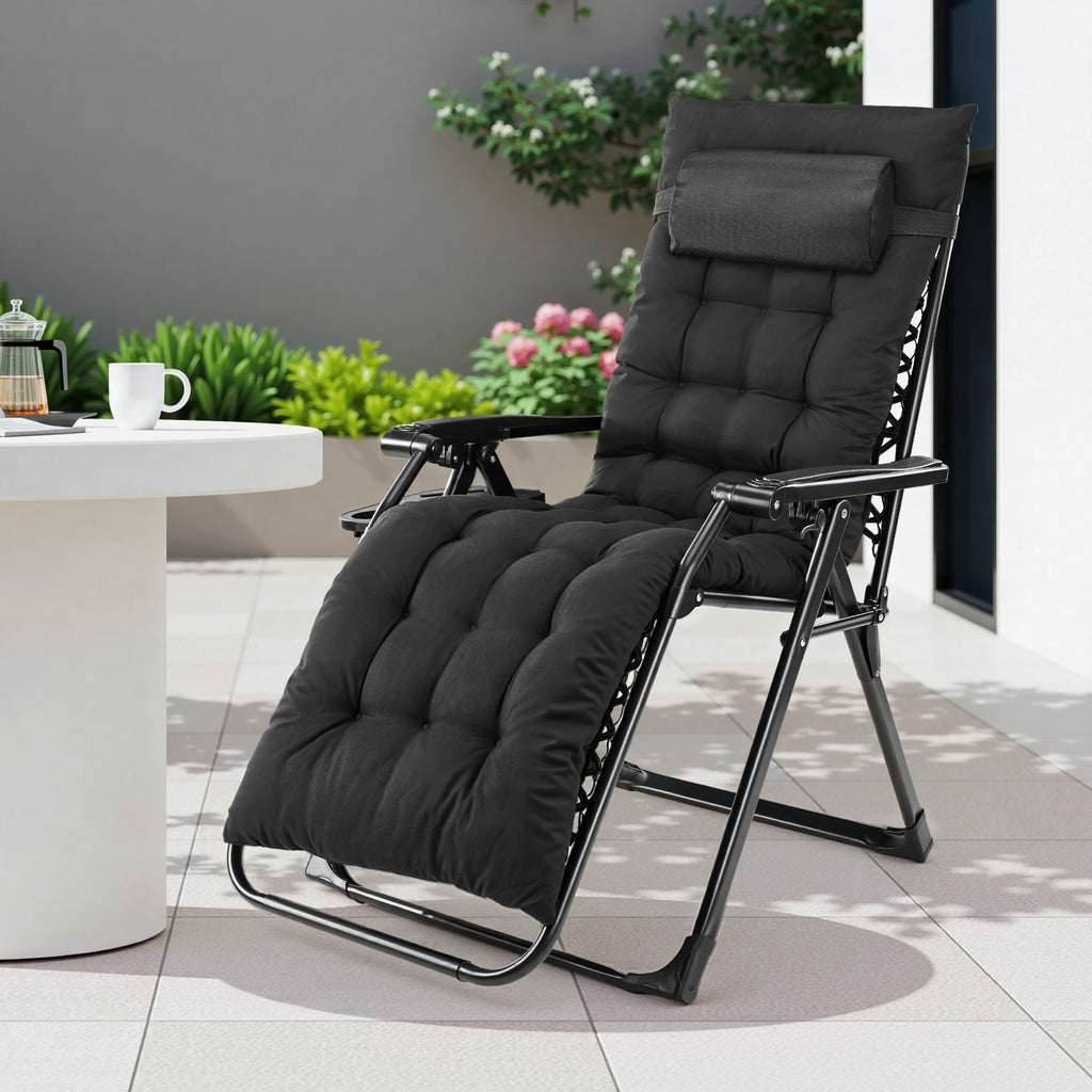 JHK Zero Gravity Folding Recliner Chair with Cup Holder Trays