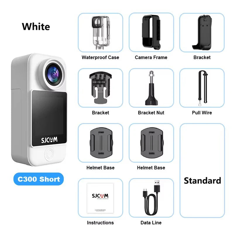 SJCAM C300 Pocket Action Camera 4K FHD Long Battery Life 30M Waterproof 5G WiFi Mini Thumb Cam