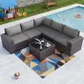 Outdoor Patio PE Wicker Rattan Sectional Sofa Set 6PCS, Customized