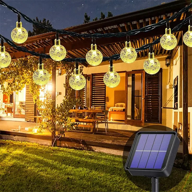 Solar Lamp Power LED String of 50 Crystal Ball Lights