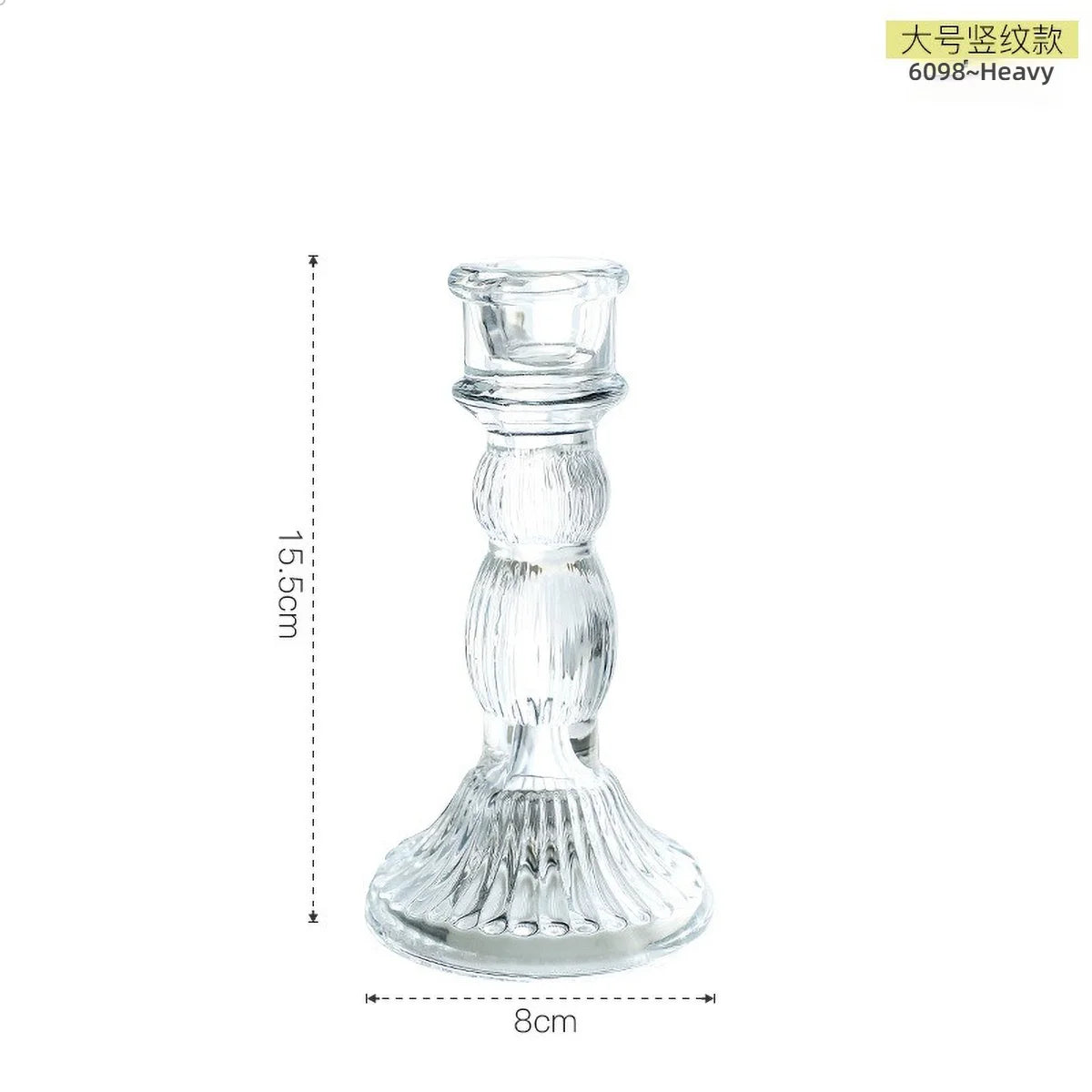 Glass Candle Wick Holder Clear Pillar Table Design Candlestick for Dining Decor