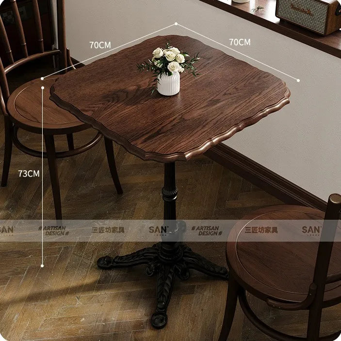American Retro Cafe Solid Wood Table and Chair Combination Milk Tea Dessert Bakery Restaurant Commercial Dining Table and Chair