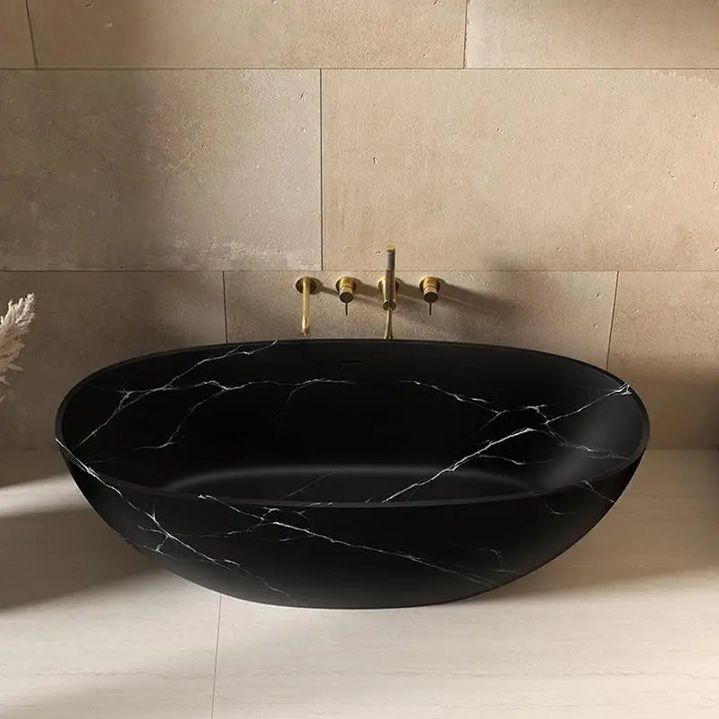 Artificial Stone Bathtub, Marble Look Freestanding Tub
