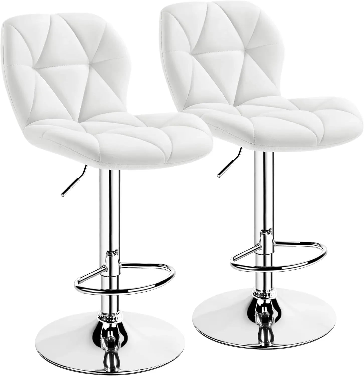 Height Adjustable Swivel Barstools, PU Leather Counter Stools with Backrest