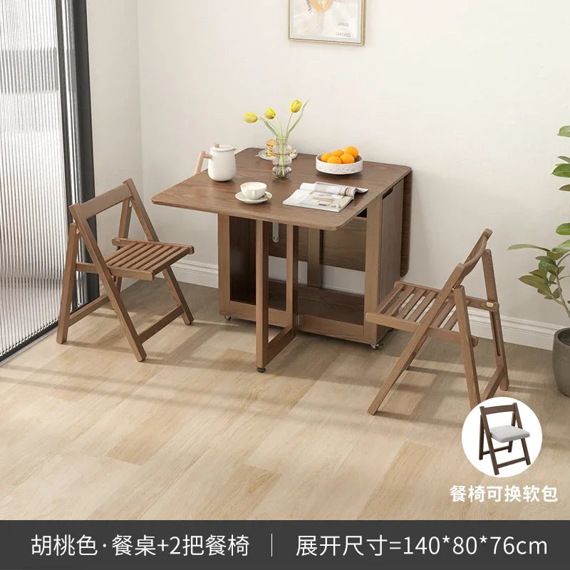 Folding Dining Table Set 6 Chairs, Luxury Modern Space Savers