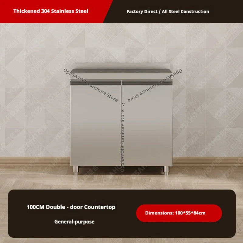 304 Stainless Steel Cabinet Kitchen Wall Cabinet Multifunctional Combination Dish Cabinet, Integrated Stove and Sink Base JT40