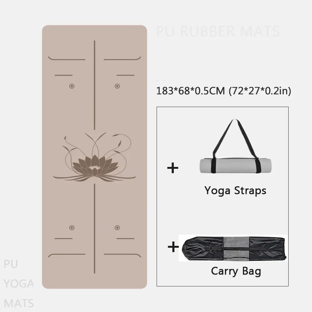 Natural Rubber Yoga Mat, Professional Lotus Pattern PU Yoga Mat