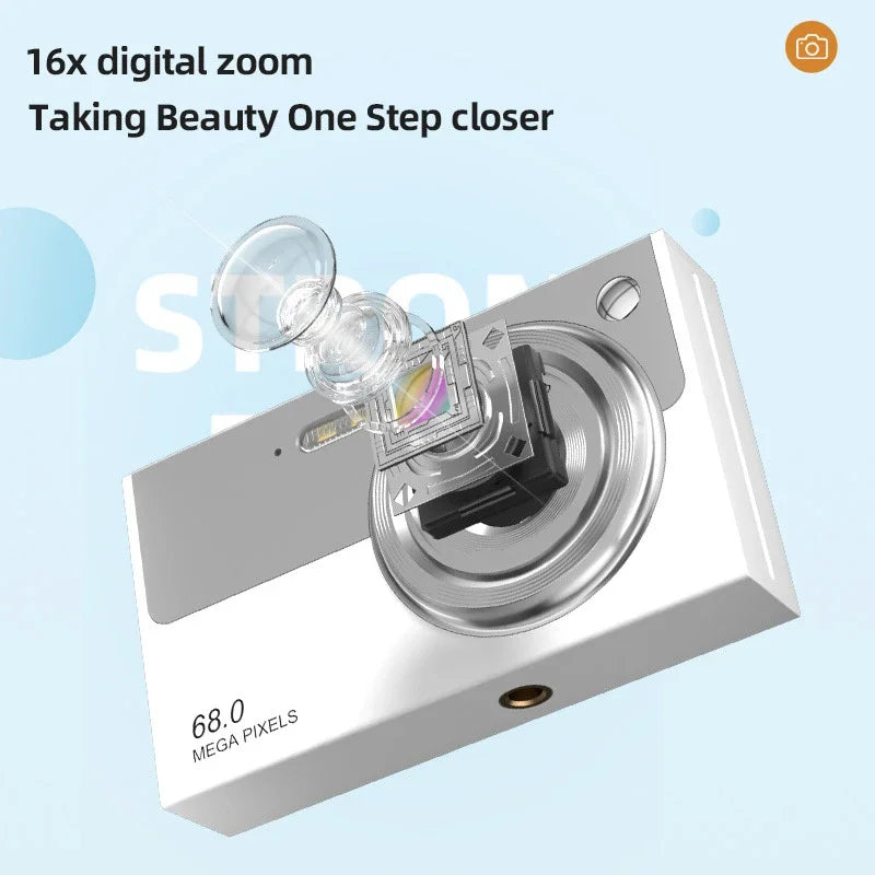Lenovo 68MP Dual Lens CCD Digital Camera 4K WiFi Video Camera 16X Zoom Autofocus Anti-Shake Built-in Flash Portable Vlog Camera