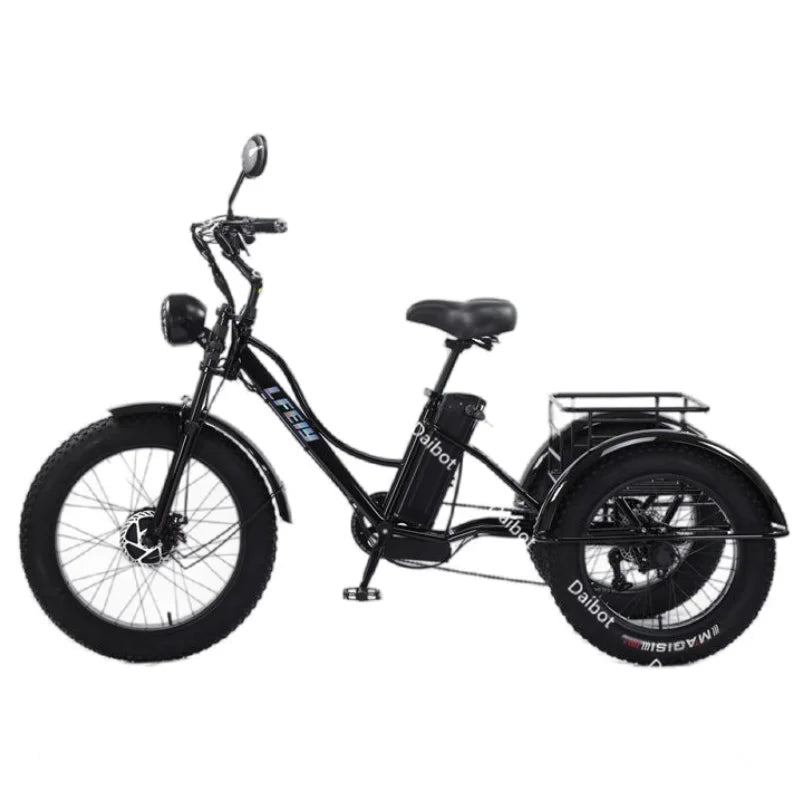 3 Wheels Off Road Electric Bicycle All Terrain With Back Seat For Adults 750W Fat Tire Powerful Electric Bike With Basket