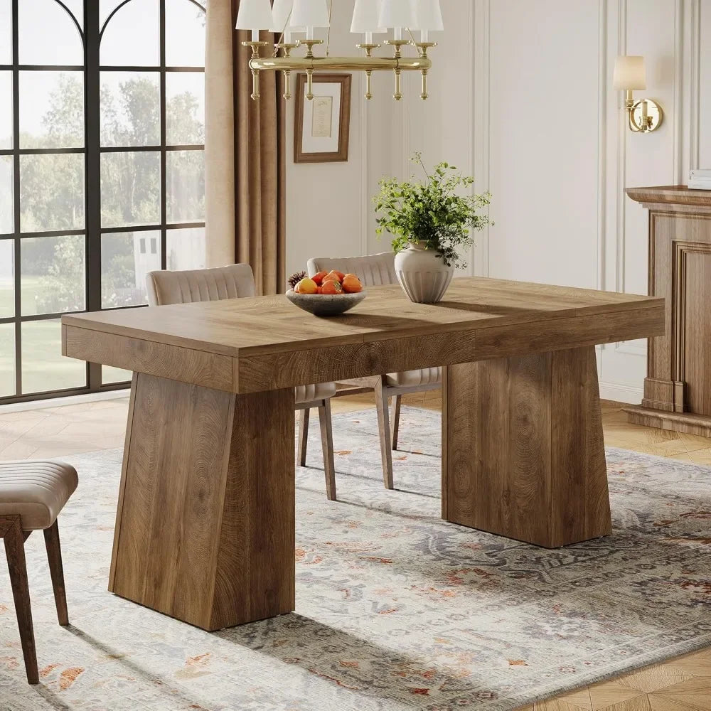 55-Inch Dining Table for 4-6, Rectangular Dining Room Table with Sturdy Legs,