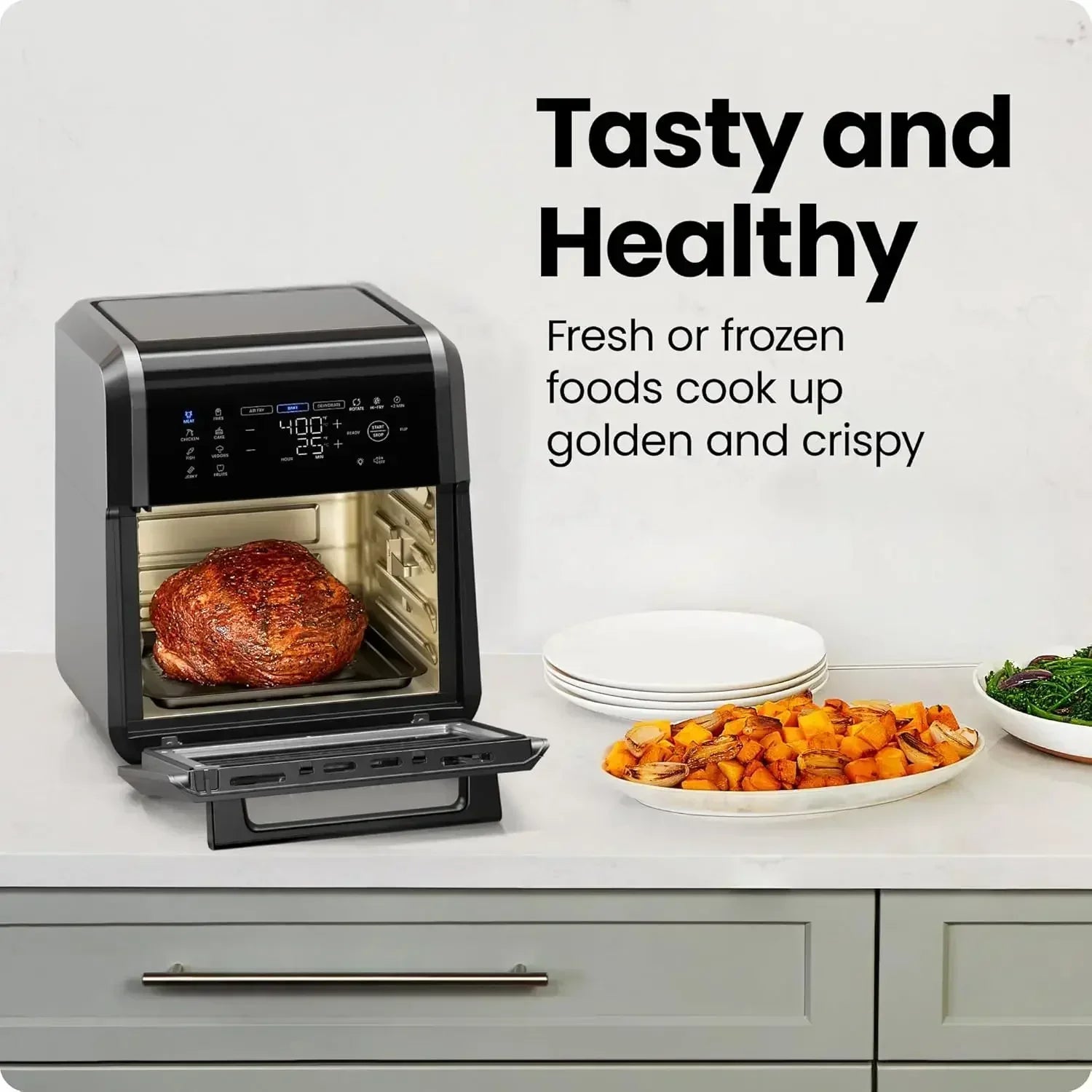 12-Quart 6-in-1 Air Fryer Oven with Digital Timer, Touchscreen, and 12 Presets