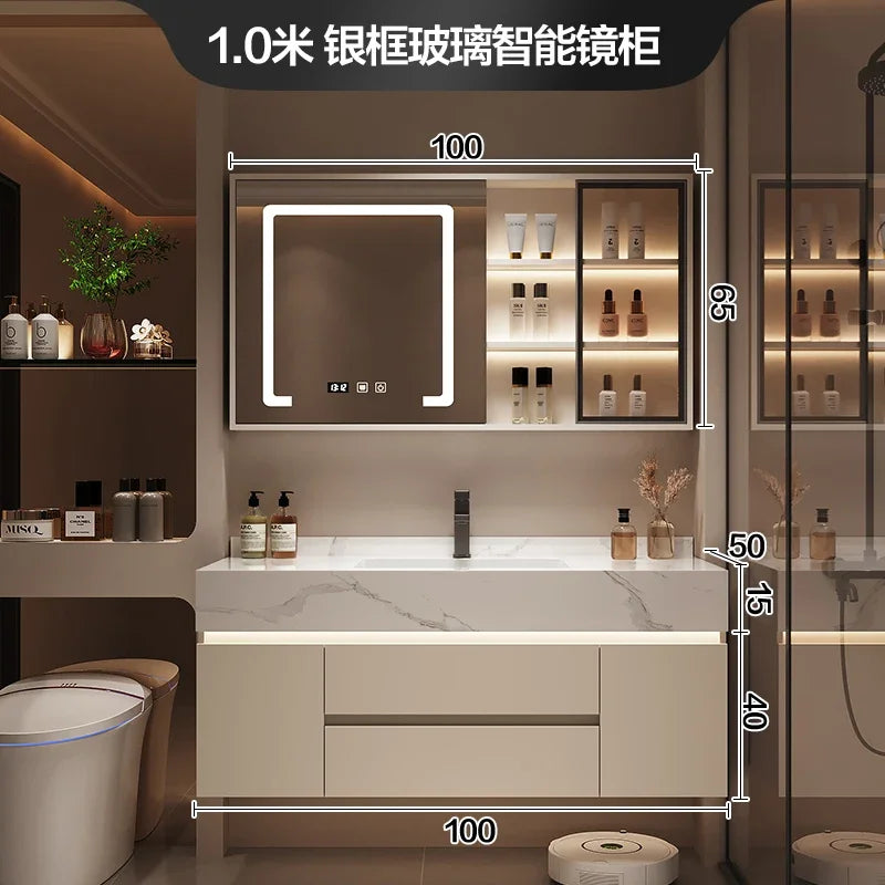 Luxury Bathroom Vanity Cabinet with Storage, Mirror, Wall Shelves