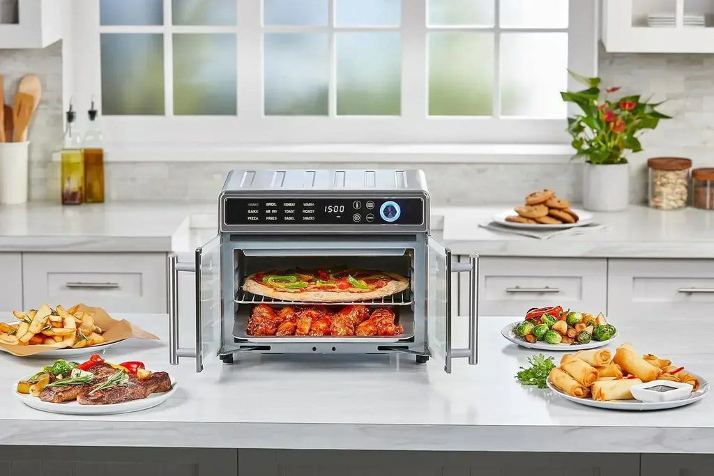 Crisp 'N Bake Air Fryer Toaster Oven Combo, 12 in 1 Countertop Convection Oven Cooks Food Fast, Fits a Whole Pizza