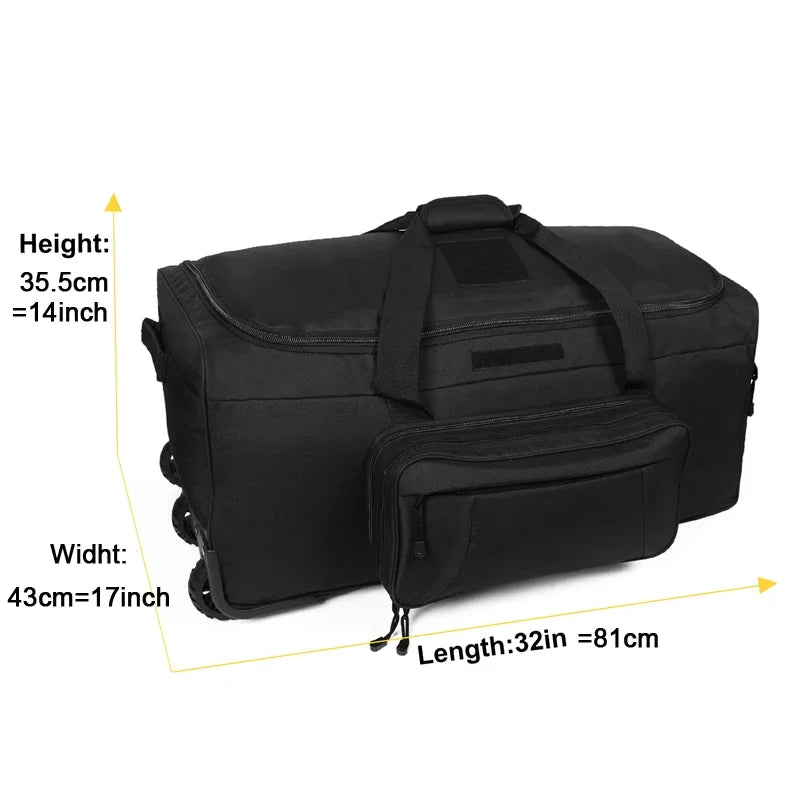 124L Large Capacity Tactical Duffel Bag Rolling Luggage