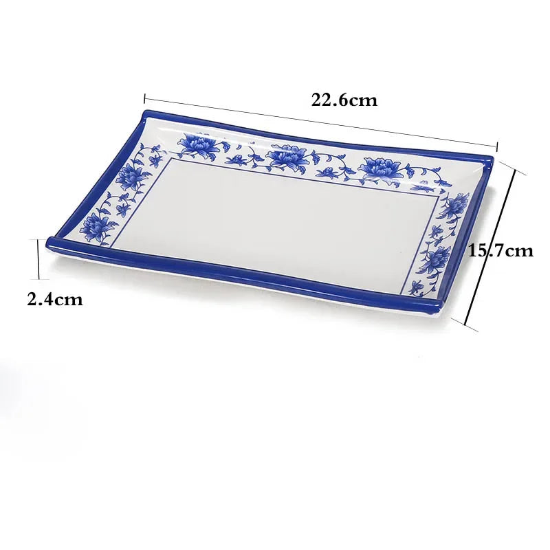 1pc Food Grade Plastic Dinner Plates Chinese Melamine Plastic Is Not Easy To Break Rectangular Plate Restaurant Kitchen Supplies