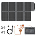 MHPOWOS 80W Foldable Solar Panel Portable Power Supply With 4 Ports (DC/USB-C/2xUSB-A) & 7-in-1 Connector