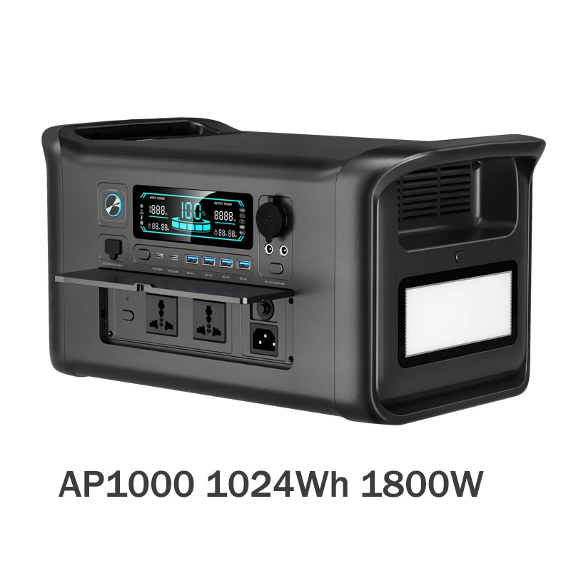 Camping Portable Power Station Solar Generator 1000W 2000W Lifepo4 Battery 220V AC Outlets Power Flexible Solar Panel Equipment