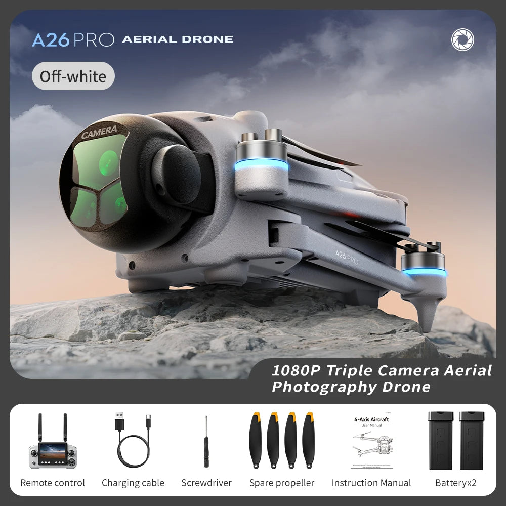Original A26 Pro GPS Drone 4K HD Excellent Imaging Flagship Triple Camera FPV Brushless Obstacle Avoidance Foldable Quadcopter