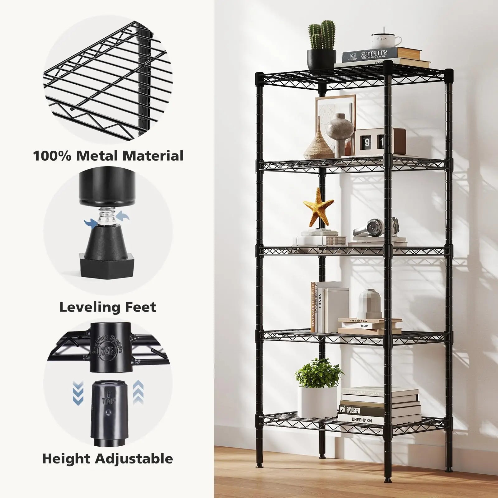 JHK 3-5 Tier Metal Wire Storage Shelves