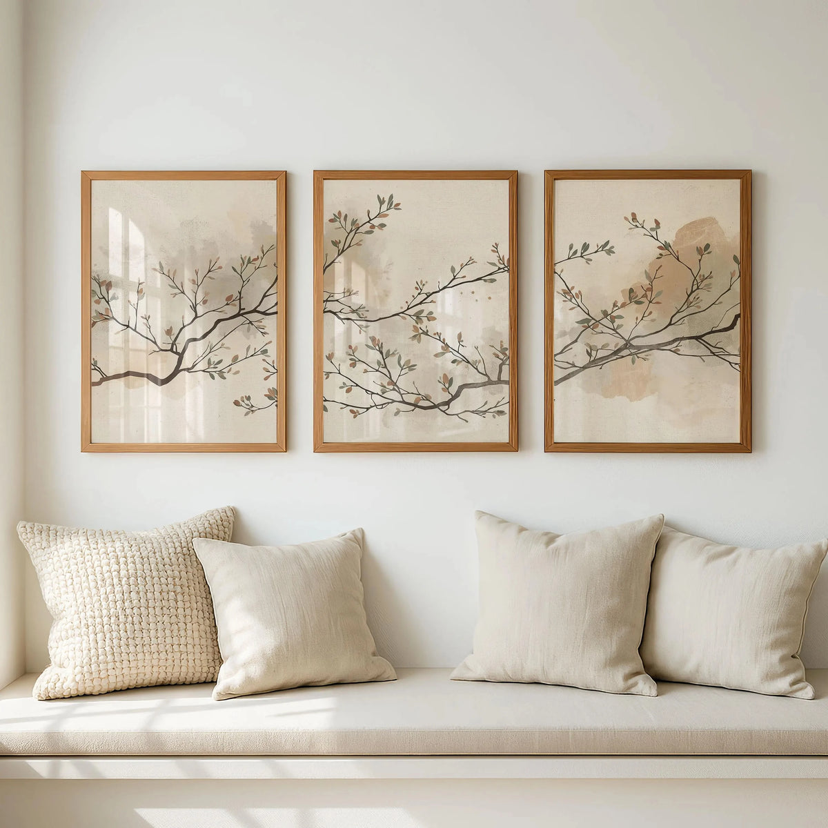 Japandi Triptych Wall Art, Minimalist Japanese Scandinavian Decor