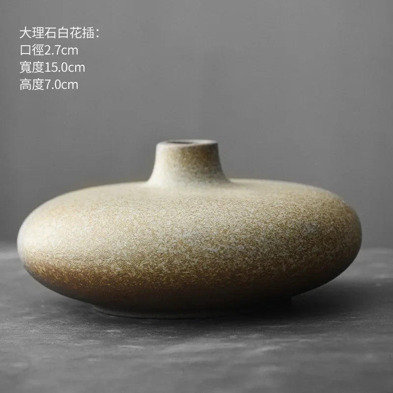 Japanese Style Terracotta Vase Imitation Stone Abstract Flower Arranger