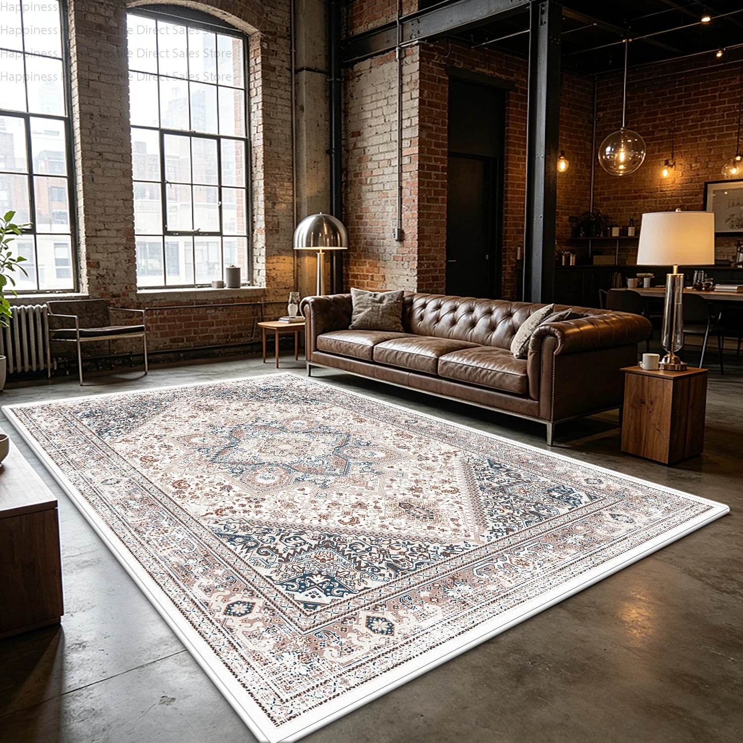 Retro Light Colored Living Room Persian Rug Bedroom Aesthetic Large Area Antiskid Washable Carpet Soft Fluffy Lounge Floor Mats
